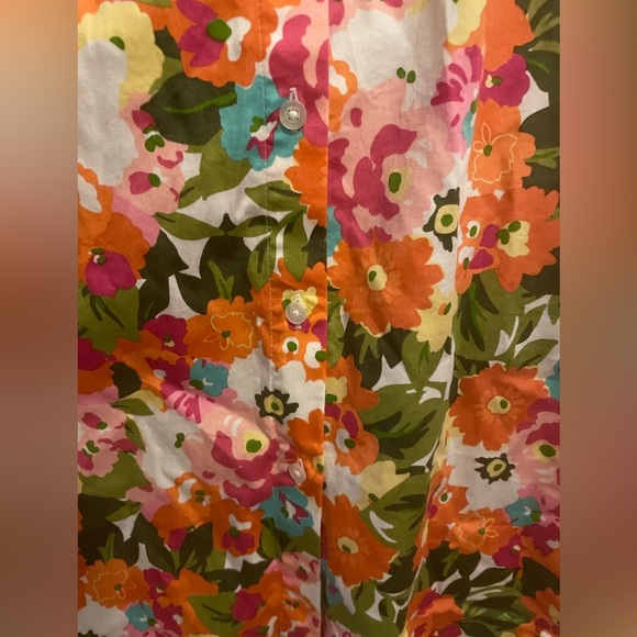 Talbots Petite Sleeveless Floral Print Collar Button Front Closure Dress Size 8P - Picture 3 of 12